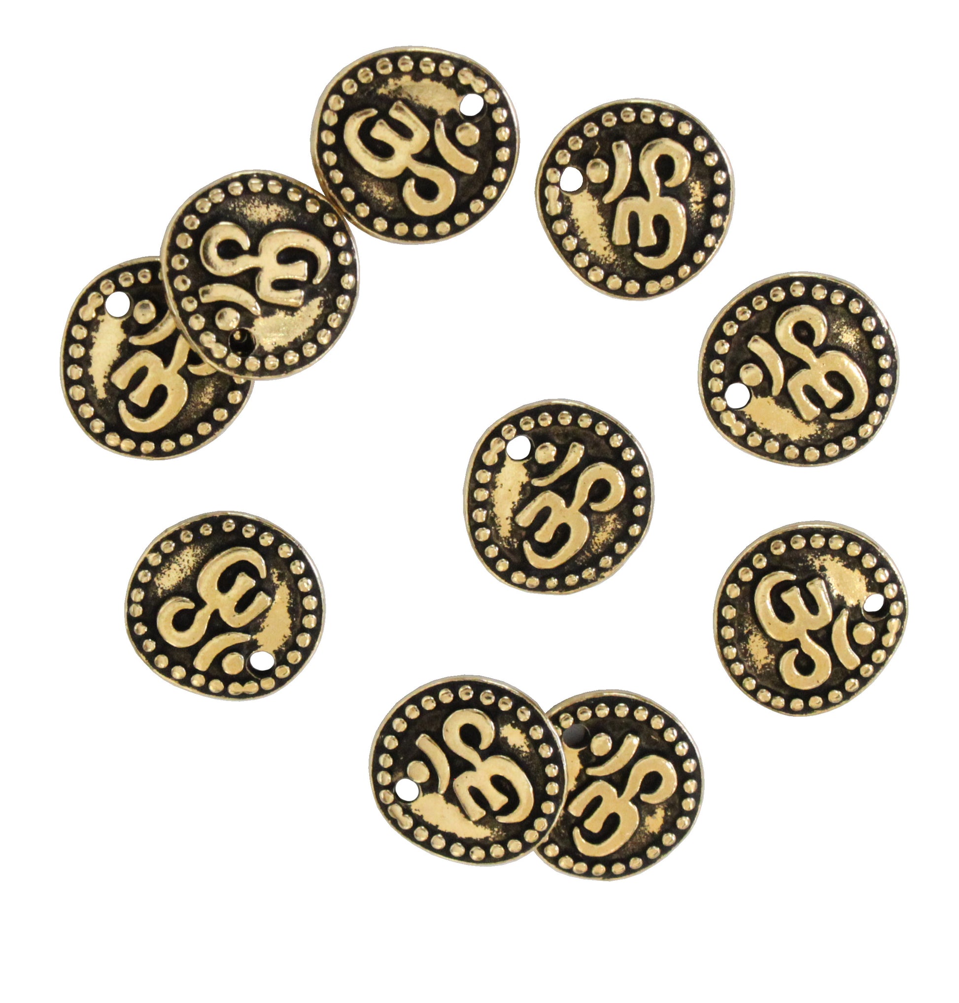 Om Coins with antiqued gold finish
