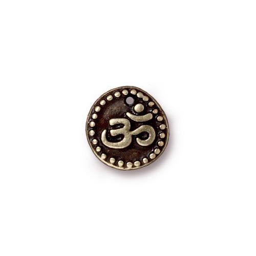 TierraCast OM Coin Charm / pewter with a brass oxide finish