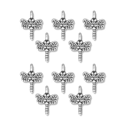 TierraCast 15mm Dragonfly Charm / 10 Pack / pewter with antique silver finish