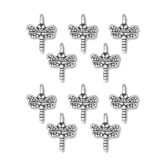 TierraCast 15mm Dragonfly Charm / 10 Pack / pewter with antique silver finish