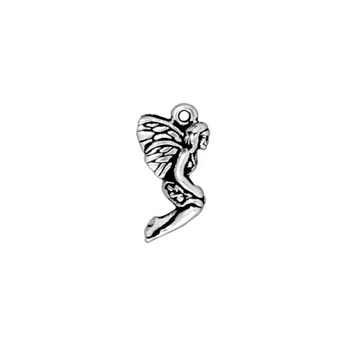 TierraCast Leaf Fairy Charm / pewter with antique silver finish