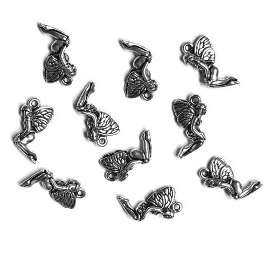 TierraCast Leaf Fairy Charm / 10 Pack / pewter with antique silver finish