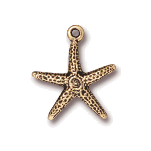 TierraCast Seastar Charm / 5 Pack / pewter with antique gold finish