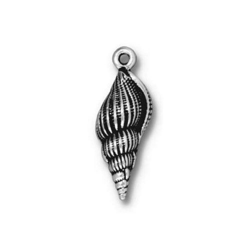 TierraCast 24mm Spindle Shell Charm / 5 Pack / pewter with antique silver finish / 94-2233-12