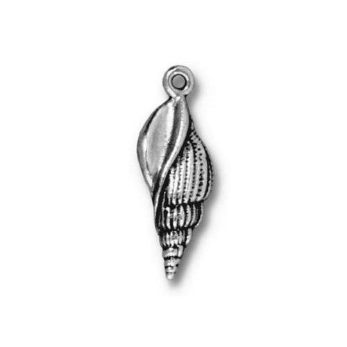 TierraCast 24mm Spindle Shell Charm / 5 Pack / pewter with antique silver finish / 94-2233-12