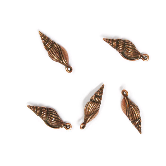 TierraCast 24mm Spindle Shell Charm / 5 Pack / pewter with antique copper finish