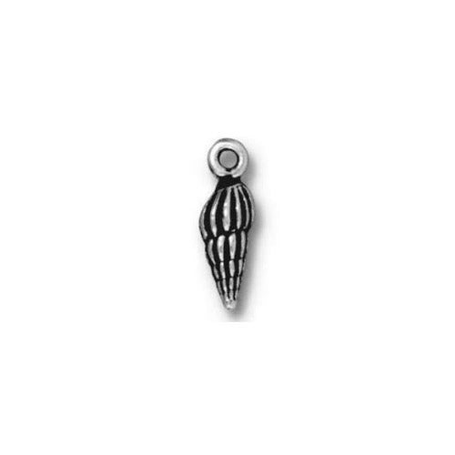 TierraCast 15mm Spindle Shell Charm / 10 Pack / pewter with antique silver finish