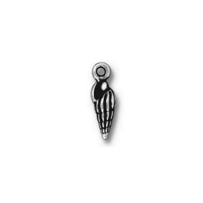 TierraCast 15mm Spindle Shell Charm / 10 Pack / pewter with antique silver finish