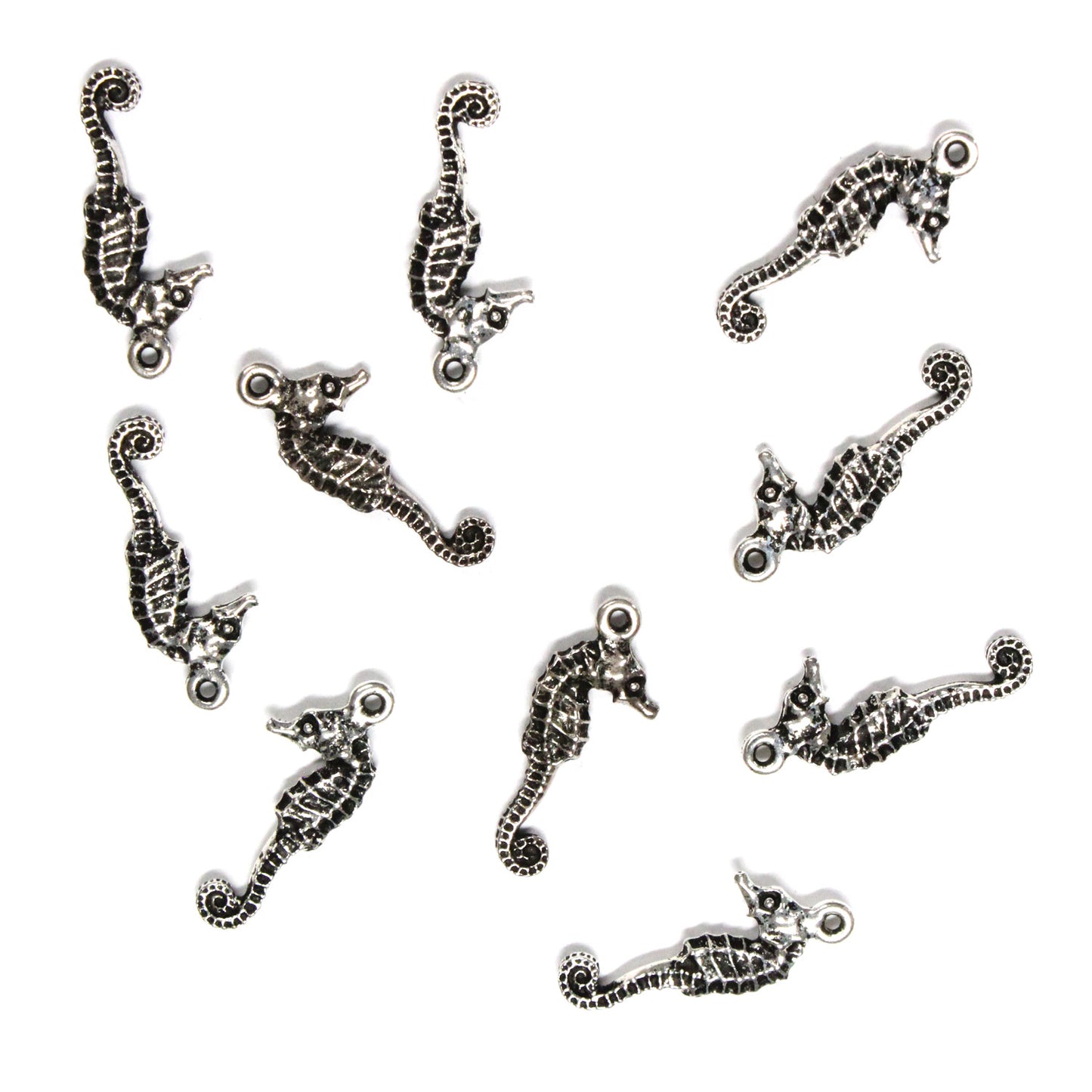 TierraCast Seahorse Charm / 10 Pack / pewter with antique silver finish