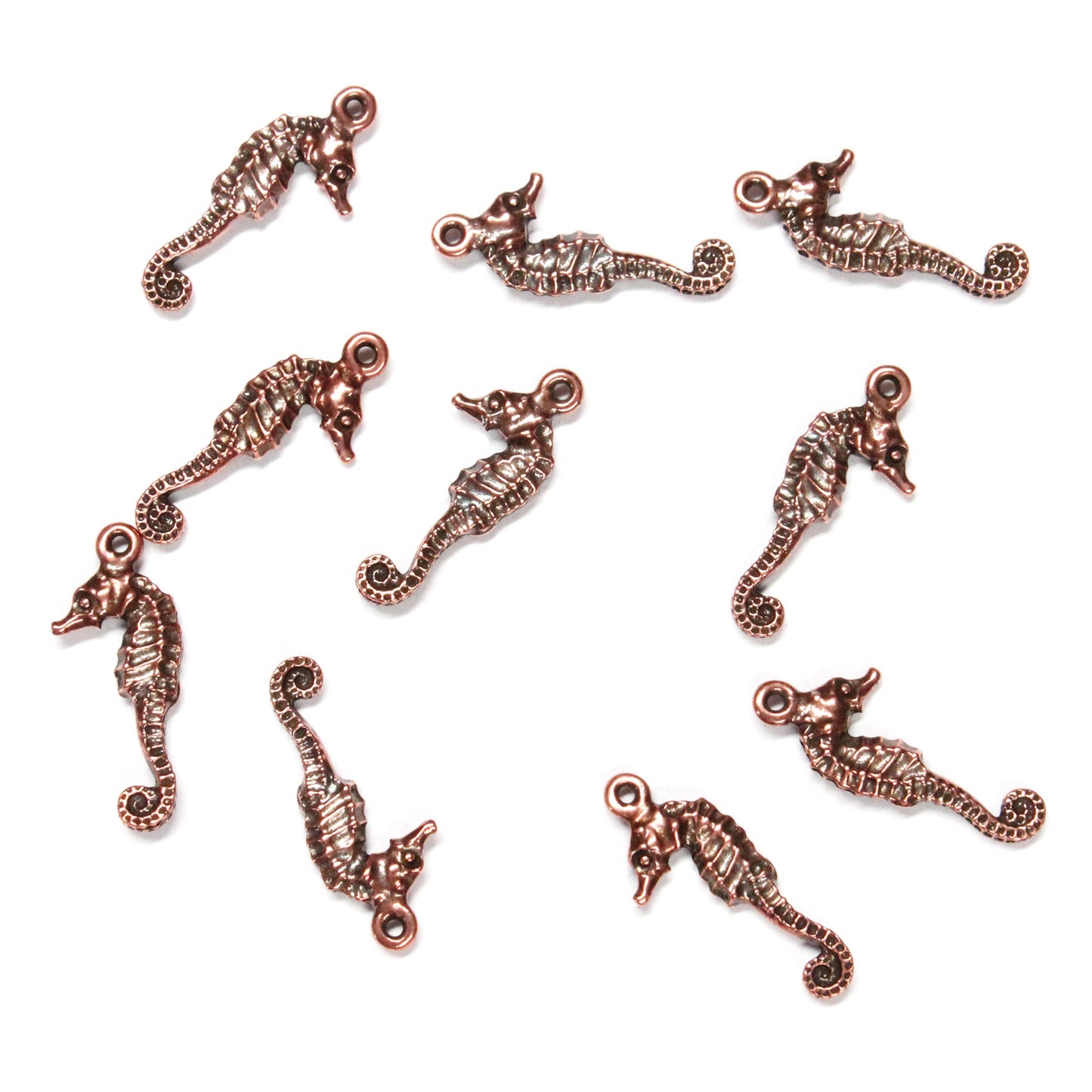 TierraCast Seahorse Charm / 10 Pack / pewter with antique copper finish