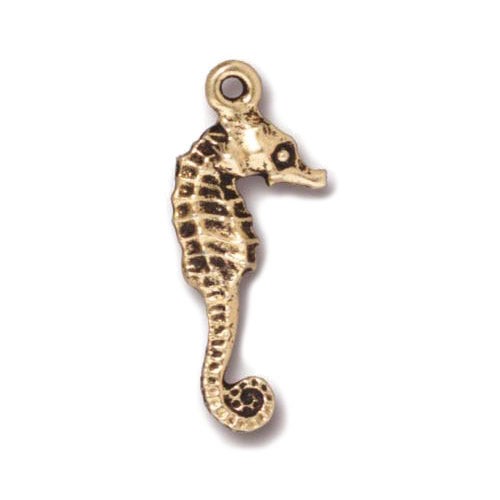 TierraCast Seahorse Charm / pewter with antique gold finish / 94-2236-26