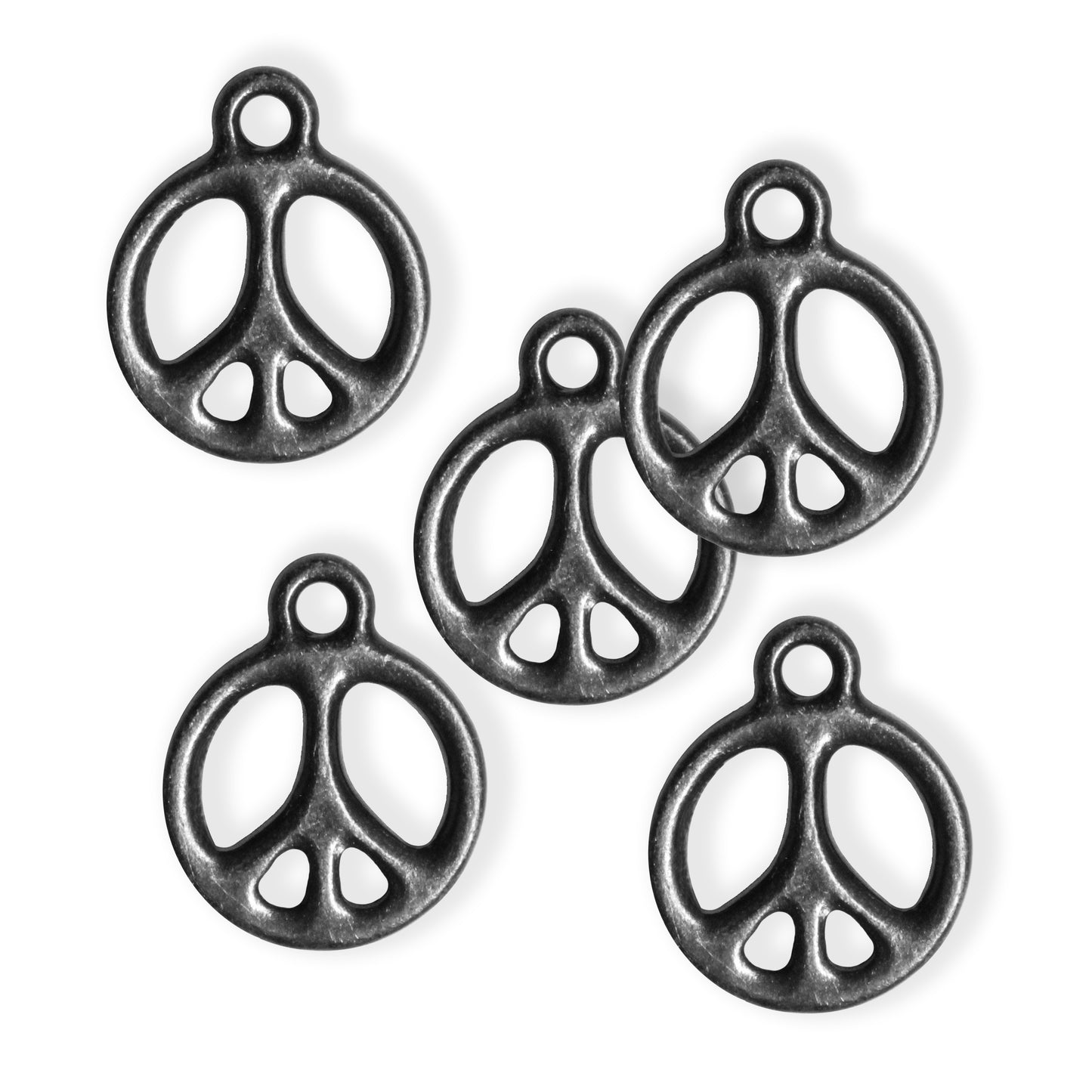 TierraCast Peace Charm / 5 Pack / plated pewter with a black finish