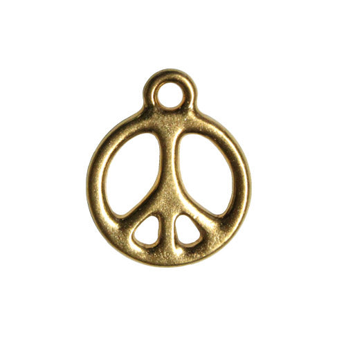 TierraCast Peace Charm / plated pewter with a bright gold finish / 94-2294-25