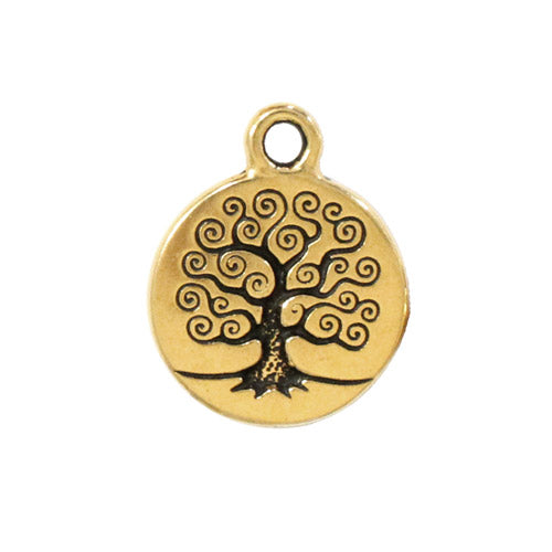 TierraCast 19mm Tree of Life Charm / pewter with antique gold finish