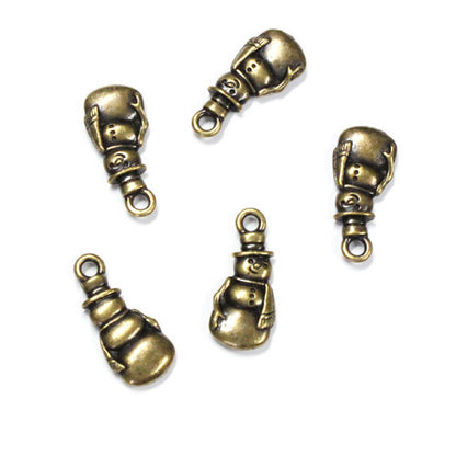 TierraCast Frosty Snowman Charm / 5 Pack / pewter with an brass oxide finish