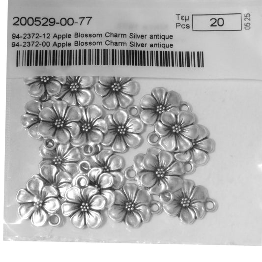 TierraCast Apple Blossom Charm / pewter with antique silver finish