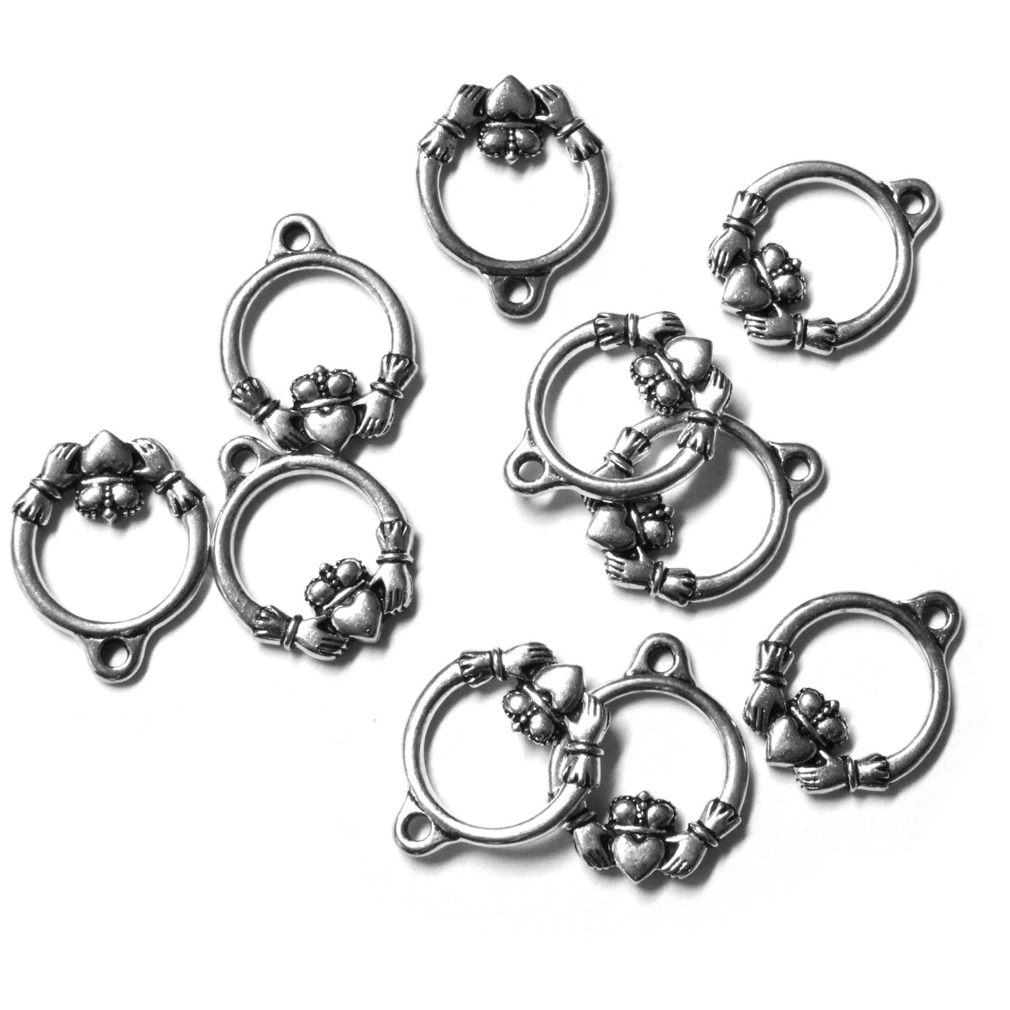 TierraCast 19mm Claddagh Charm / 10 Pack / pewter with antique silver finish