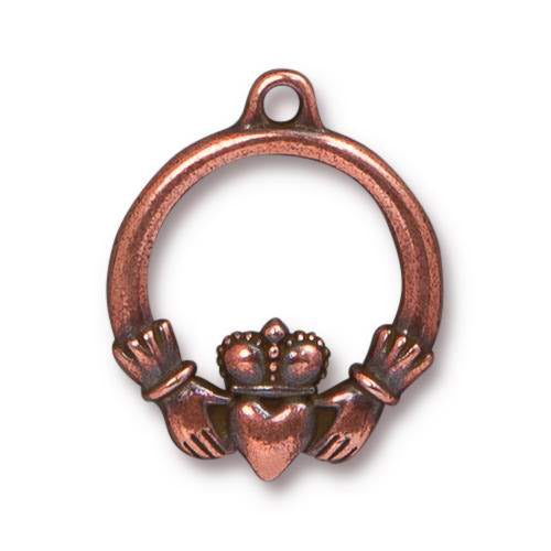 TierraCast 24mm Claddagh Charm / 10 Pack / pewter with antique copper finish