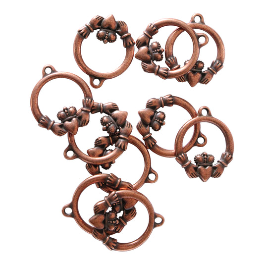 TierraCast 24mm Claddagh Charm / 10 Pack / pewter with antique copper finish