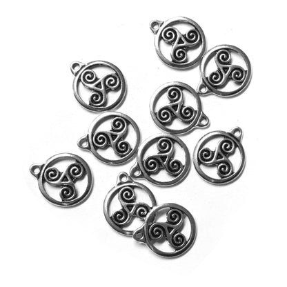 TierraCast 19mm Triskele Charm / 10 Pack / pewter with antique silver finish