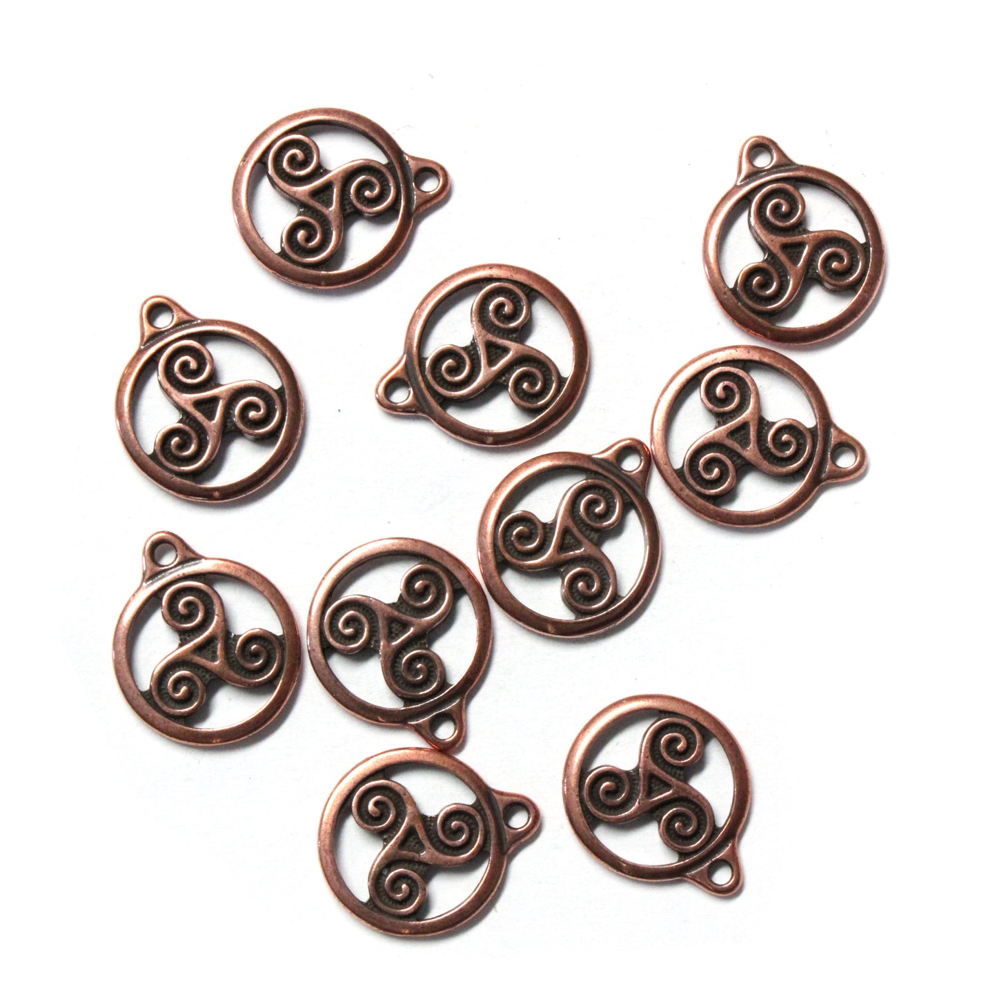 TierraCast 19mm Triskele Charm / 10 Pack / pewter with antique copper finish