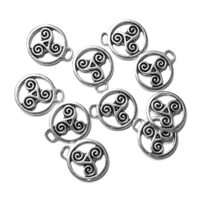 TierraCast 26mm Triskele Charm / 10 Pack / pewter with antique silver finish