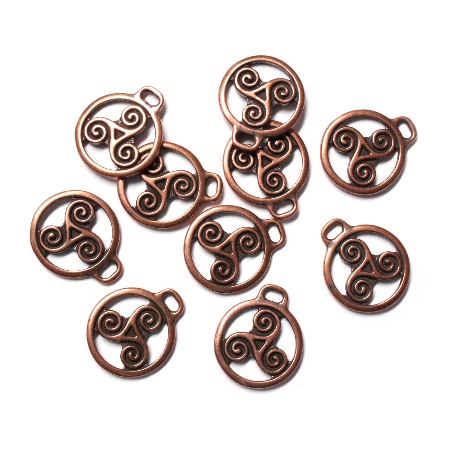 TierraCast 26mm Triskele Charm / 10 Pack / pewter with antique copper finish