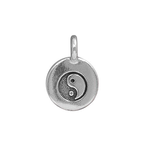 Yin Yang Charm Antique Silver - Front View