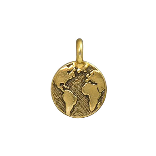 TierraCast Earth Charm / pewter with antique gold finish