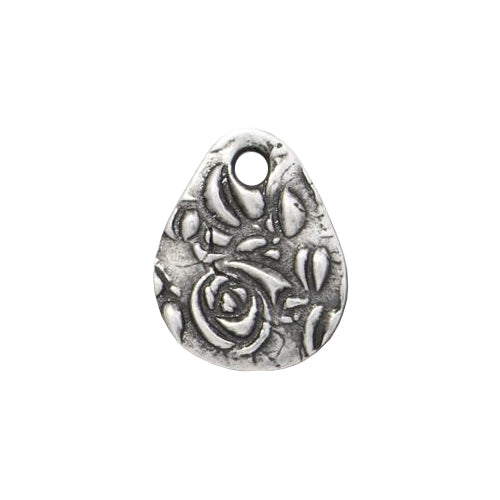 TierraCast 16mm Flora Teardrop Charm / 20 Pack / pewter with an antique finish