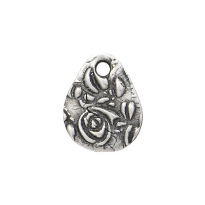 TierraCast 16mm Flora Teardrop Charm / 20 Pack / pewter with an antique finish