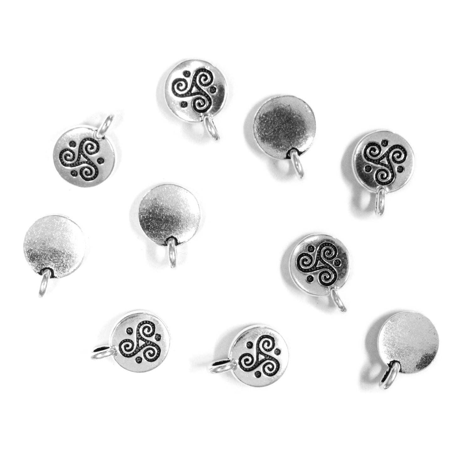 Triple Spiral Charm Antique Silver - 10 Pack