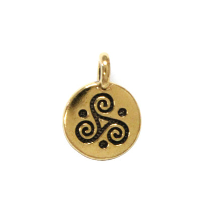 TierraCast Triple Spiral Charm / pewter with antique gold finish