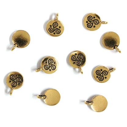 Triple Spiral Charm Antique Gold - 10 Pack