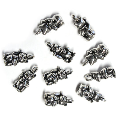 TierraCast 17mm Beckoning Kitty Charm / pewter with antique silver finish