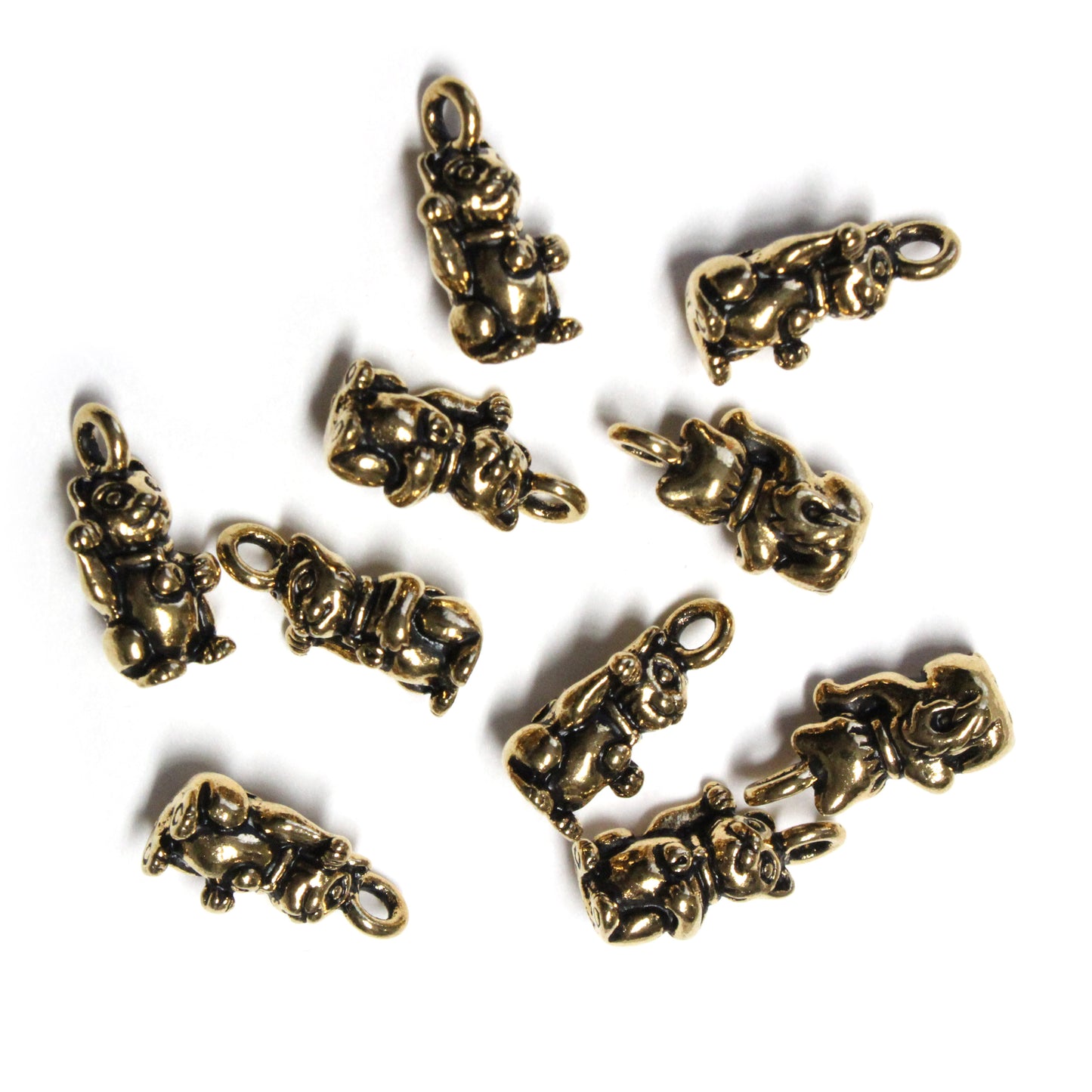 TierraCast 17mm Beckoning Kitty Charm / pewter with antique gold finish / 94-2535-26