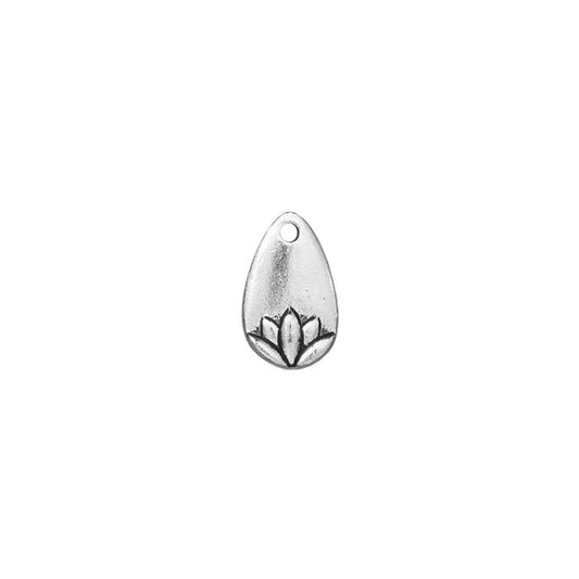 TierraCast 13mm Lotus Petal Charm / pewter with antique silver finish