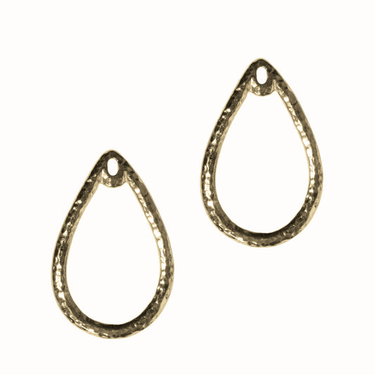 TierraCast Stitch-around Teardrop Charm / 2 Pack / plated pewter with a bright gold finish