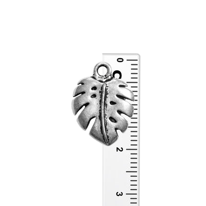 TierraCast Monstera Charm / pewter with antique silver finish / with ruler