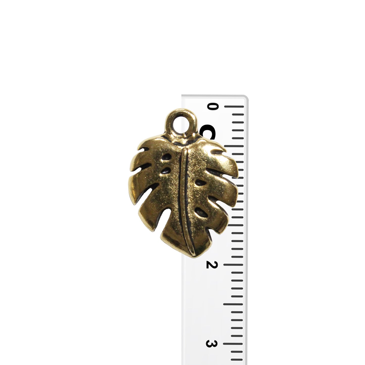 TierraCast Monstera Charm / 5 Pack / pewter with antique gold finish