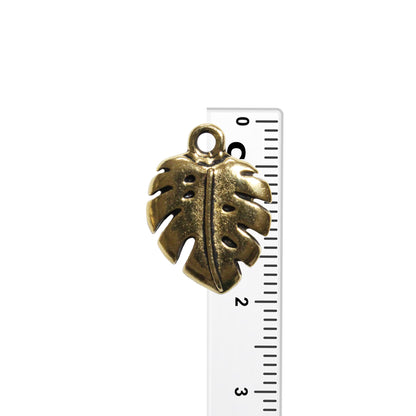 TierraCast Monstera Charm / pewter with antique gold finish / with ruler
