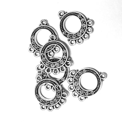 TierraCast Spiral and Beads 5 to 1 Link / 6 Pack / pewter with antique silver finish