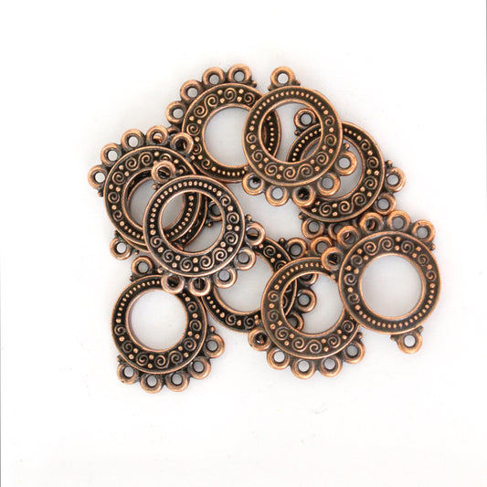 TierraCast Spiral and Beads 5 to 1 Link / 10 Pack / pewter with antique copper finish