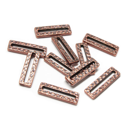 TierraCast Hammertone Rectangle Link / 10 Pack / pewter with antique copper finish