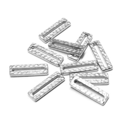 TierraCast Hammertone Rectangle Link / 10 Pack / pewter with a bright rhodium finish