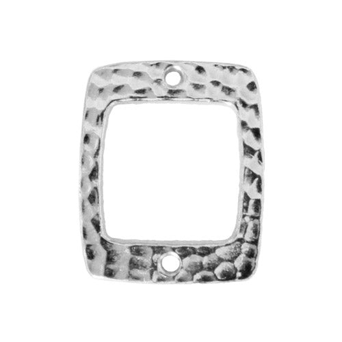 TierraCast Hammertone Drilled Rectangle Link / pewter with antique silver finish