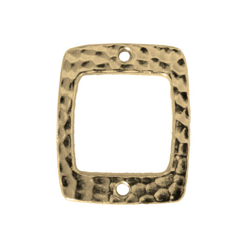 TierraCast Hammertone Drilled Rectangle Link / pewter with a bright gold finish / 94-3102-25