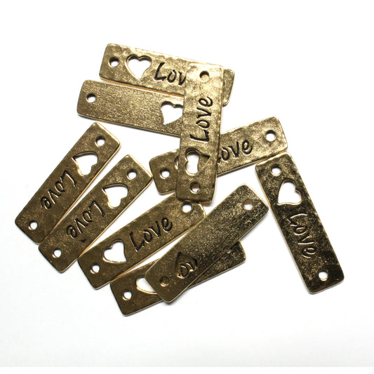 TierraCast Love Link / 10 Pack / pewter with antique gold finish