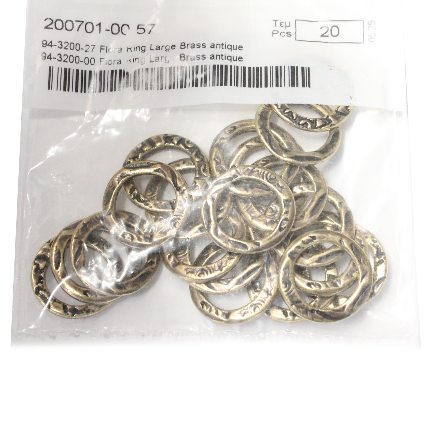 TierraCast 21mm Flora Ring Link / 20 Pack / pewter with a brass oxide finish