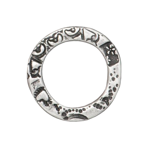 TierraCast 21mm Flora Ring Link / 20 Pack / pewter with an antique finish